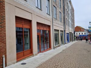 retail unit shopfronts on Union Yard, Aldershot